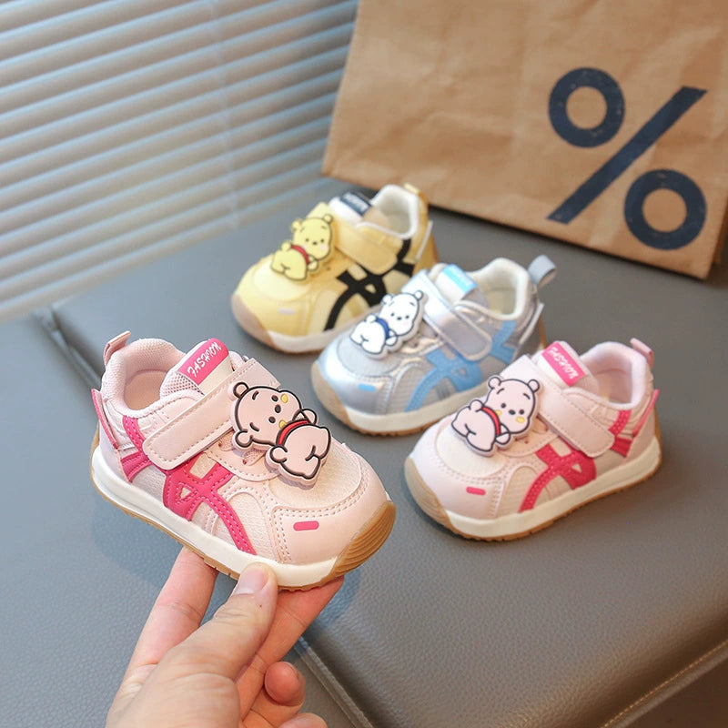 Children's Sneakers with Velcro and Teddy Bear Design