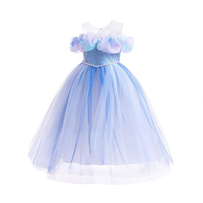 Blue Party Dress with Butterflies and Glitter