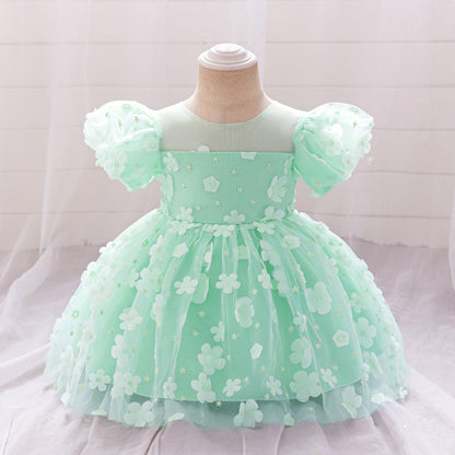 Vestido infantil verde mariposa 