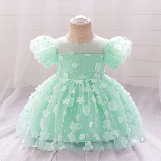 Vestido infantil verde mariposa 