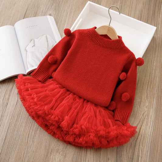 Red Pompom Children's Set