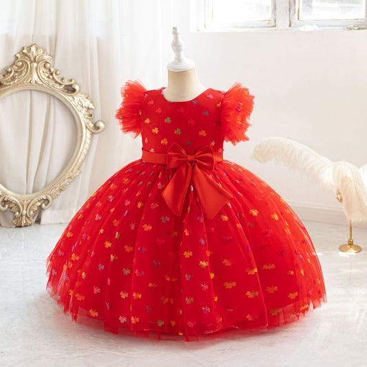 Vestido de fiesta de Navidad con lazo 
