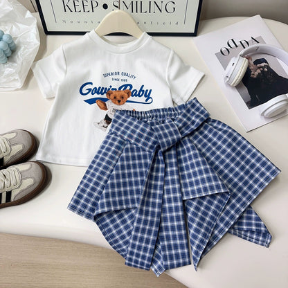 Girls' Teddy Bear and Checkered Outfit