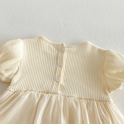 Girls' Bodysuit with Flowers and Tulle