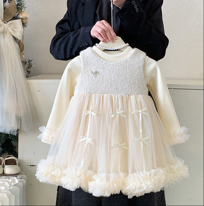 Children's Dress with Bows + Long Sleeves