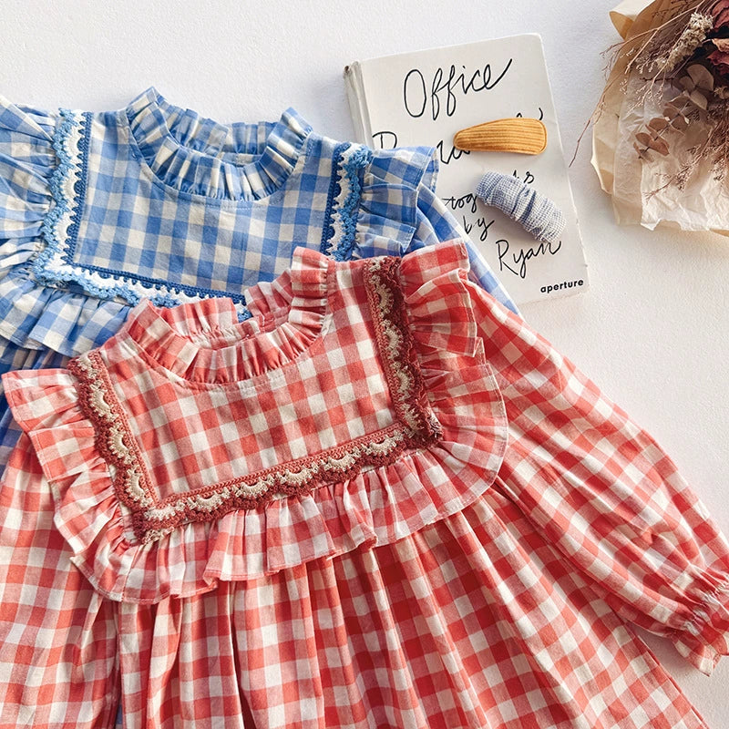 Children's Plaid Collar Dress