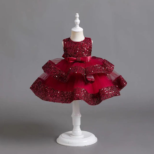 Vestido de fiesta de Navidad brillante para niños