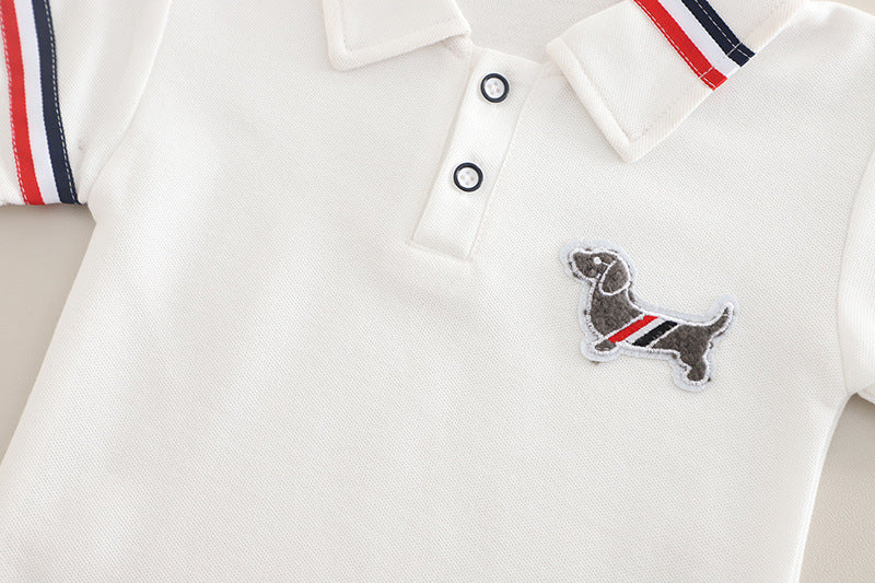 Boys' Polo Shirt Set with Puppy Design