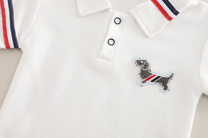 Boys' Polo Shirt Set with Puppy Design