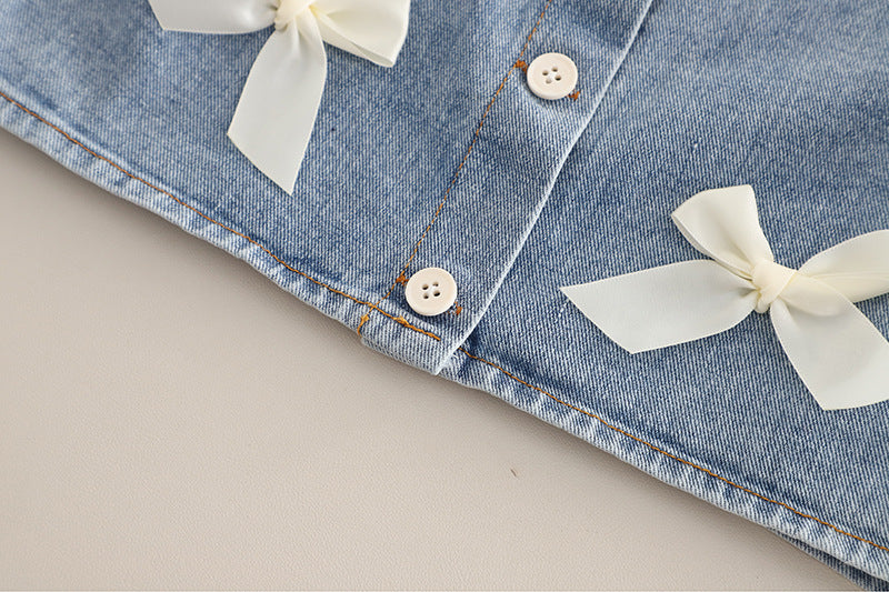 Children's 3-Piece Denim Set with Bows
