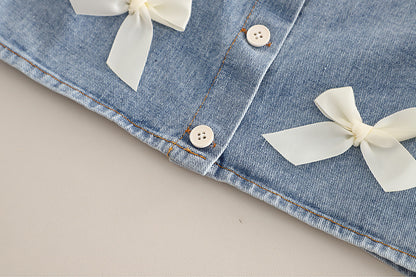 Children's 3-Piece Denim Set with Bows