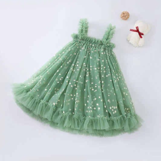 Vestido infantil de tul con estrellas 