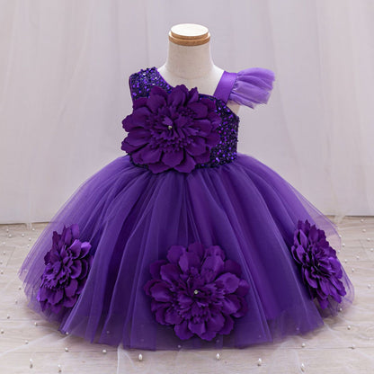 Vestido de fiesta infantil con flores 