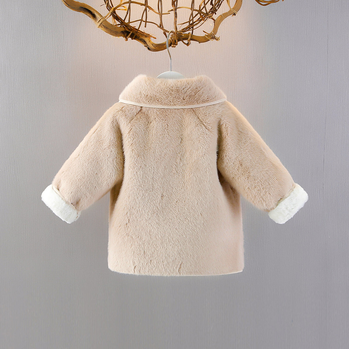 Pink Lapel Baby Thickened Plush Jacket Cute Princess Outerwear Children's Clothing