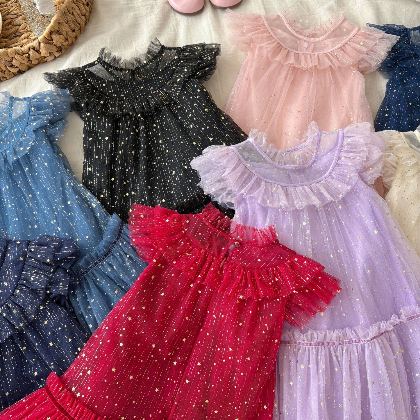 Girls' Tulle Dress with Small Stars