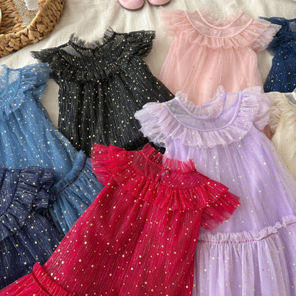 Girls' Tulle Dress with Small Stars