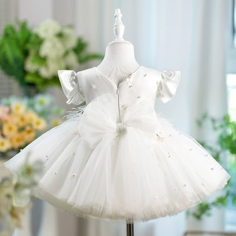 Party Dress with Pearls and Feathers