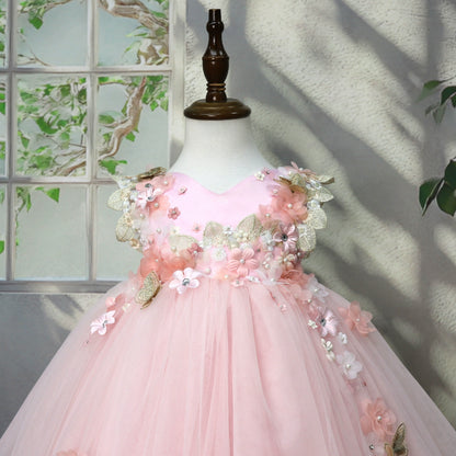 Pink Party Dress with Little Flowers
