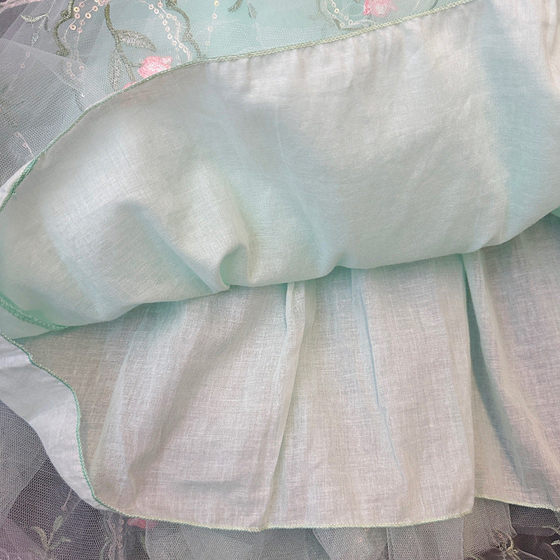 Blue Floral Party Dress