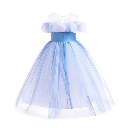 Blue Party Dress with Butterflies and Glitter