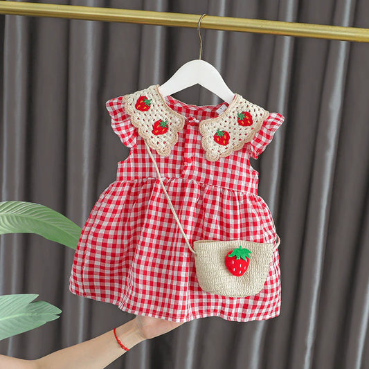 Kids' Gingham Strawberry Dress