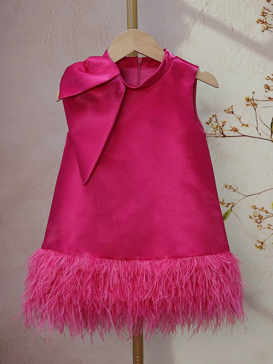 Children's Dress with Bow and Feathers