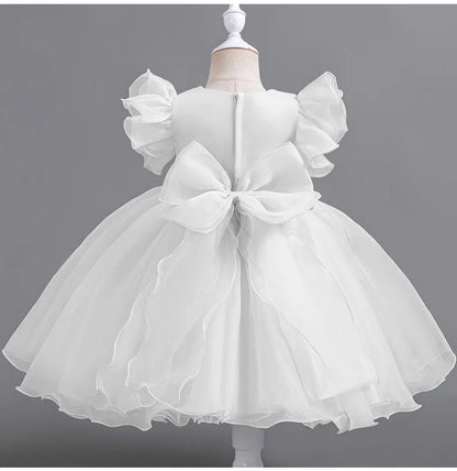 Children's Party Dress with Flowers and Flying Sleeves