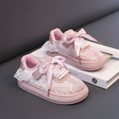 Children's Sneakers with Lace and Glitter