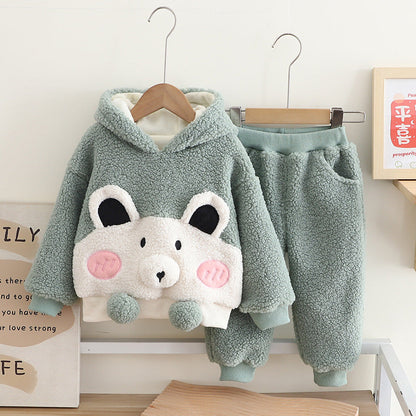 Conjunto infantil de invierno con gatito grueso para mujer 