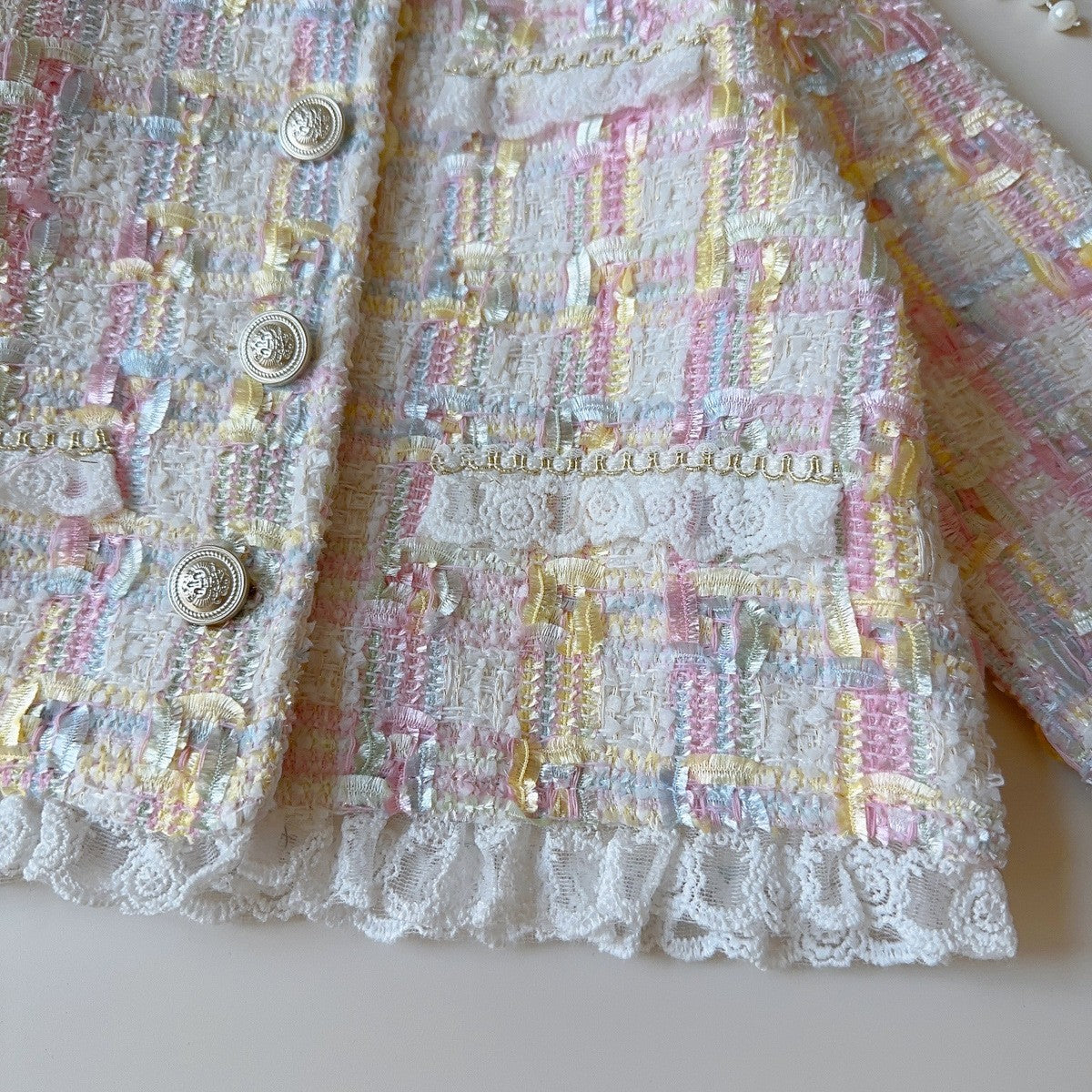 Girls' Pleated Button Set