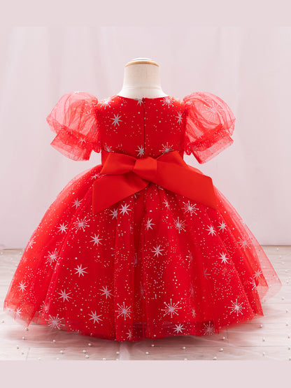 Vestido infantil navideño brillante 