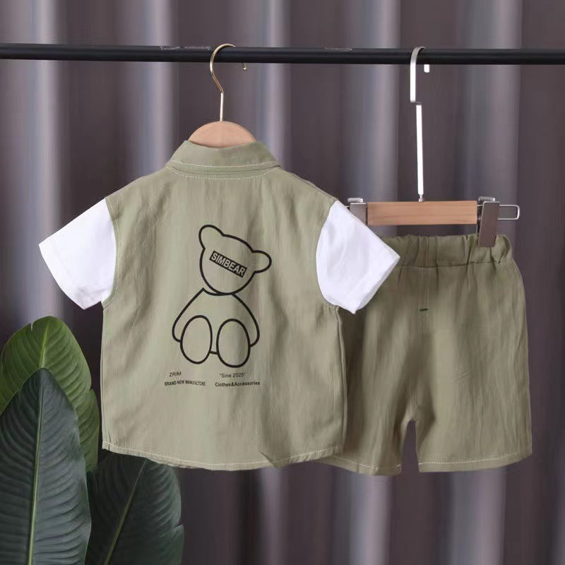 Boys' Set with Pockets and Bear Design