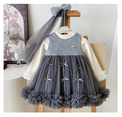 Children's Dress with Bows + Long Sleeves