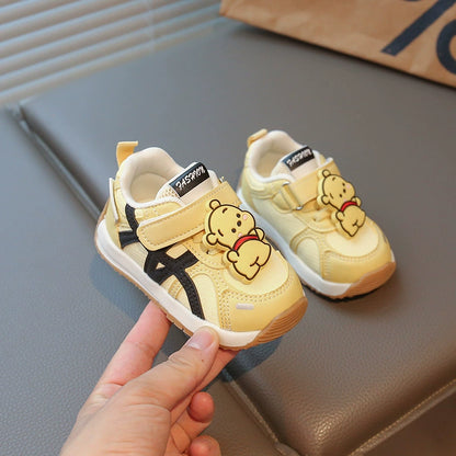 Children's Sneakers with Velcro and Teddy Bear Design