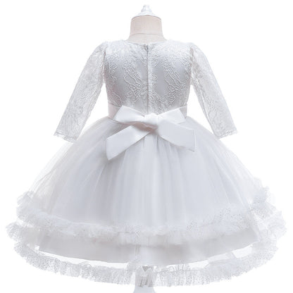 Vestido de fiesta de encaje y lazo 