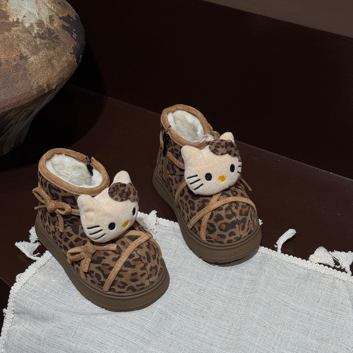 Hello Kitty Slippers For Women Plush Kawaii Cute Sanrio Home Warm Cotton Slippers