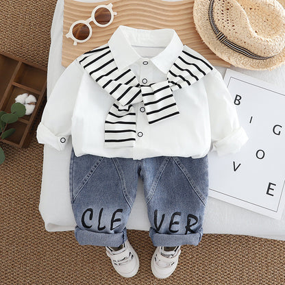 Men's Children's Set Stripes and Jeans