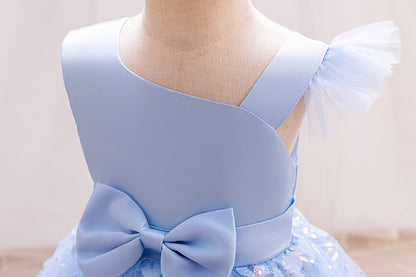 فستان حفلات للأطفال مع زهور وقوس 