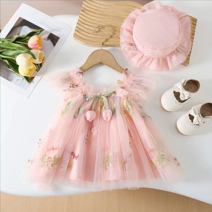 Vestido infantil con tulipanes florales 