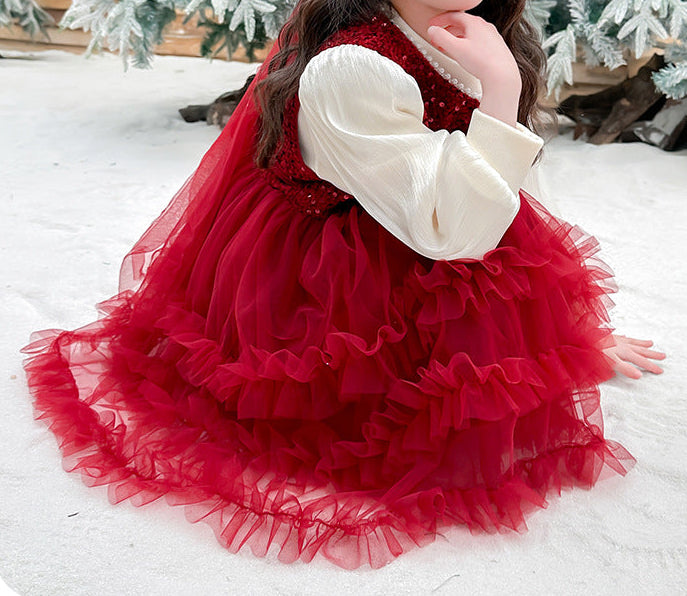 Red Sequin Bow Children's Dress
