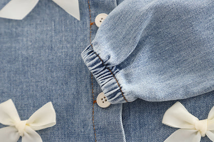 Children's 3-Piece Denim Set with Bows