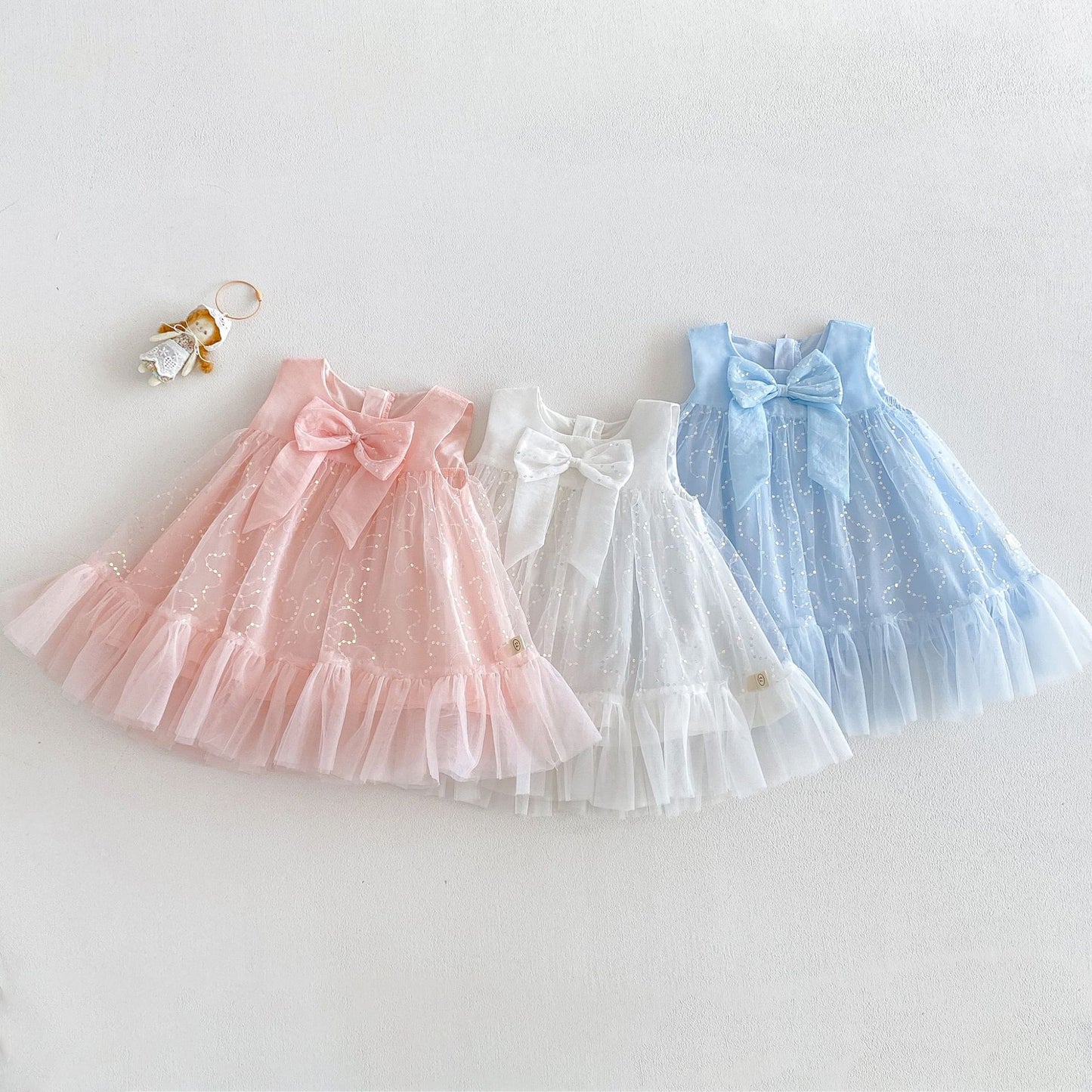 Children's Dress in Sparkly Tulle with Bow