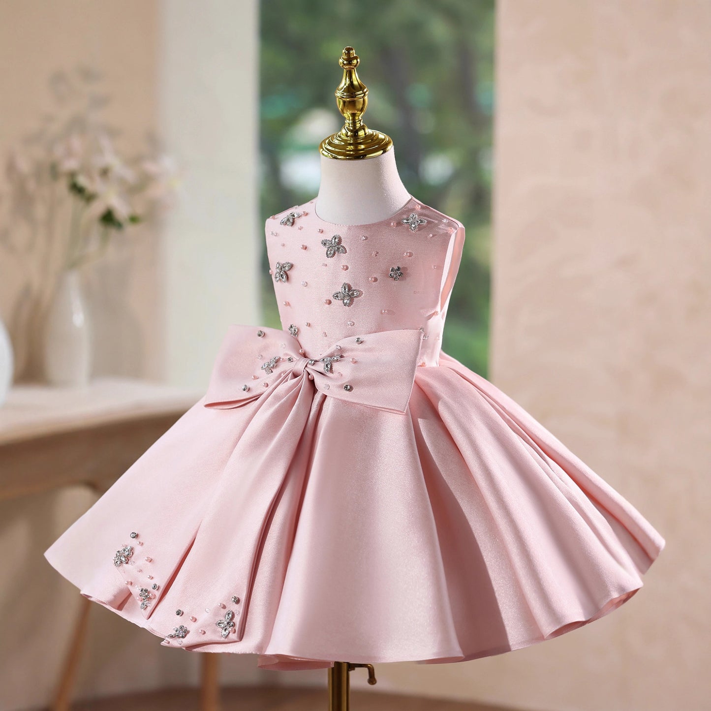 Children's Party Dress with Stones and Bow