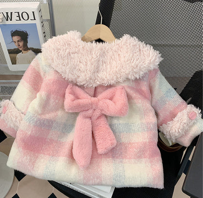 Abrigo de cuadros rosas para niña 