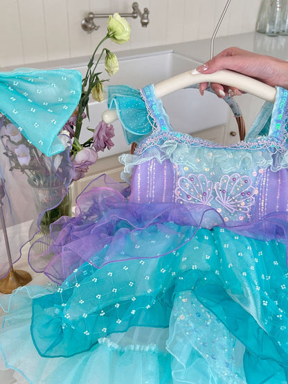 Vestido infantil con lazo de sirena 