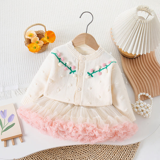 Girls' Knitting and Tulle Set
