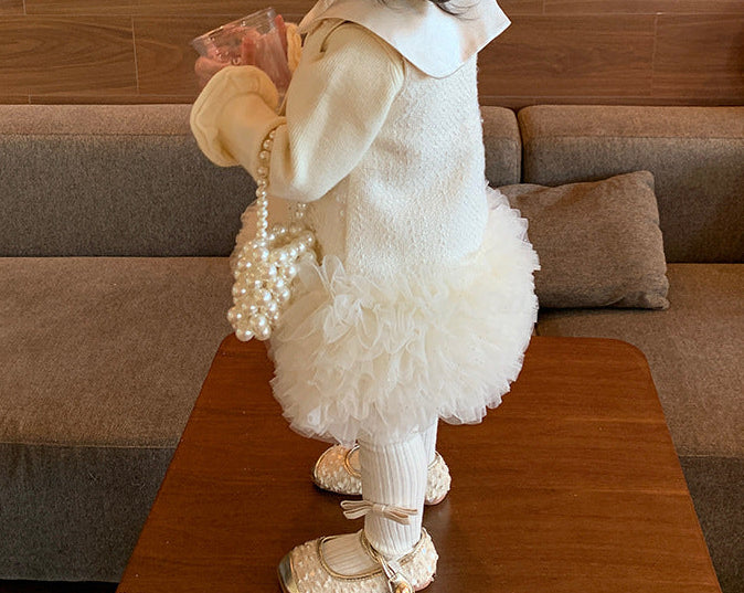 Dress with Embroidered Blouse and Ruffle