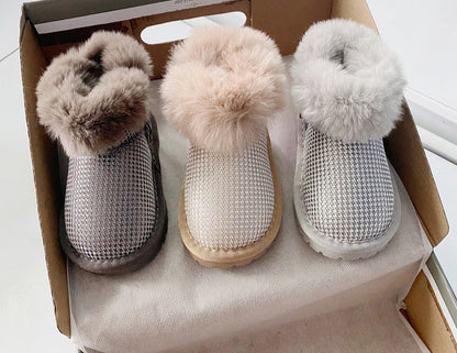 Girls' Shiny Furry Boots