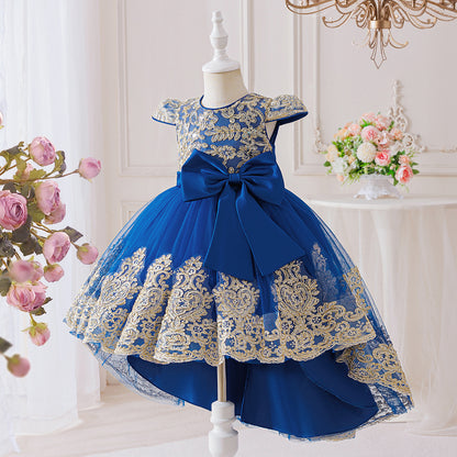 Children's Party Dress with Flowers and Bow