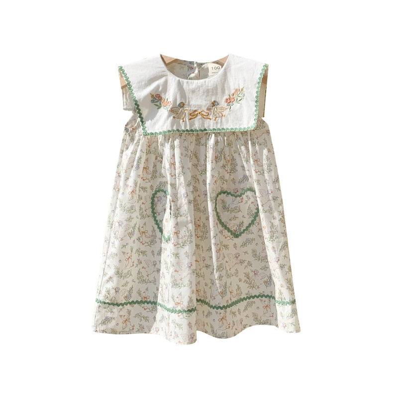 Children's Dress with Little Flowers and Ruffles